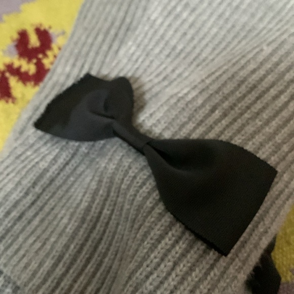 Kate Spade Grosgrain Bow Knit Scarf- Heathered Gray Wool - Picture 6 of 6
